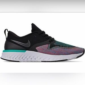 Nike Odyssey React 2 Multicolor Flyknit Running Shoe in Black Jade Teal Accent